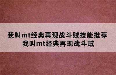 我叫mt经典再现战斗贼技能推荐 我叫mt经典再现战斗贼